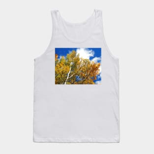 Blue Rocky Mountain Skies and Golden Aspen Trees in fall Tank Top